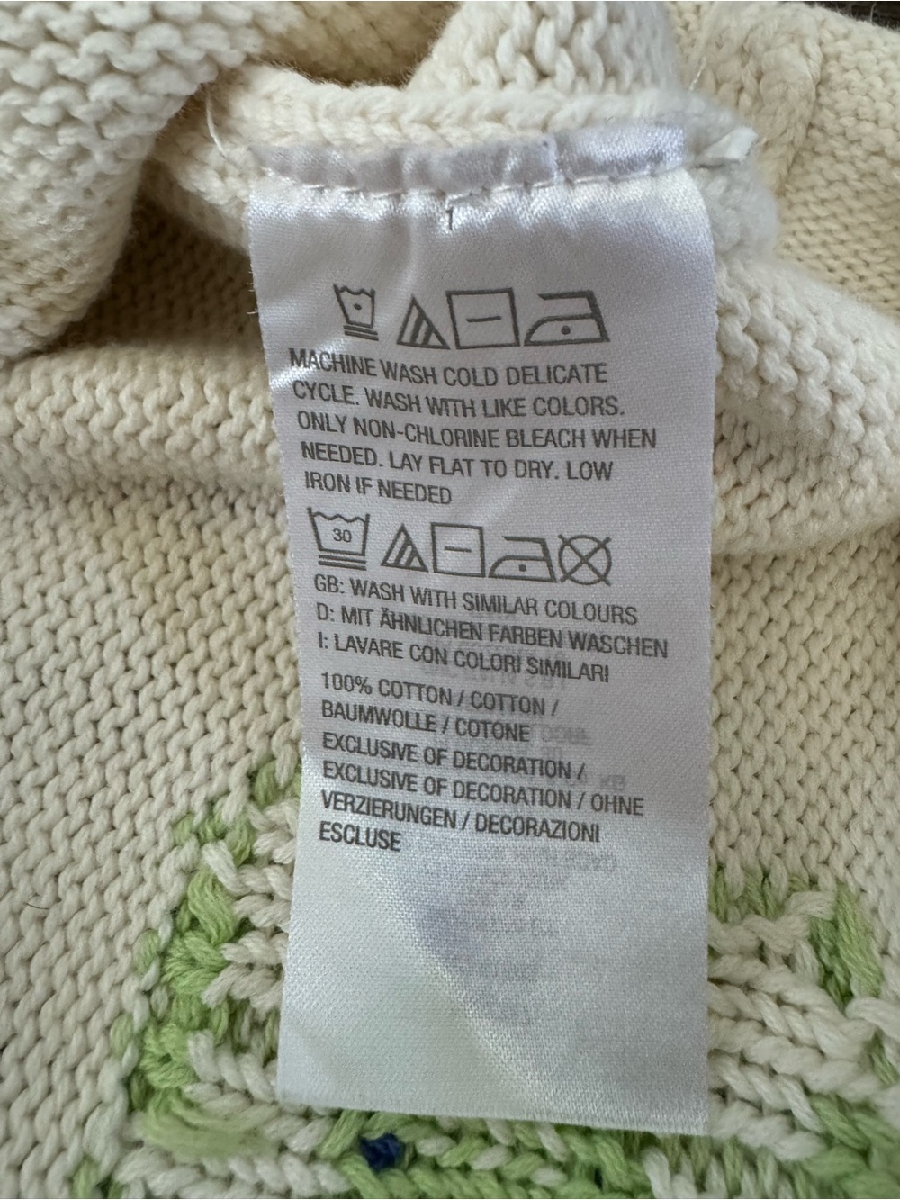 Peace Love World Women's Ivory Cotton Knit Floral Crewneck Pullover Sweater L - Picture 6 of 8